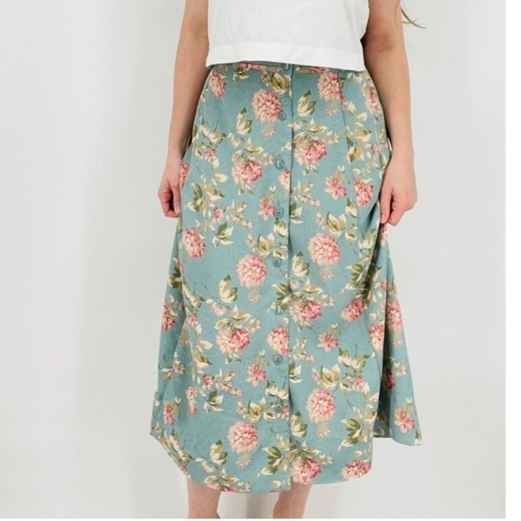 Apostrophe Green Midi A-Line Skirt Casual - Picture 1 of 7